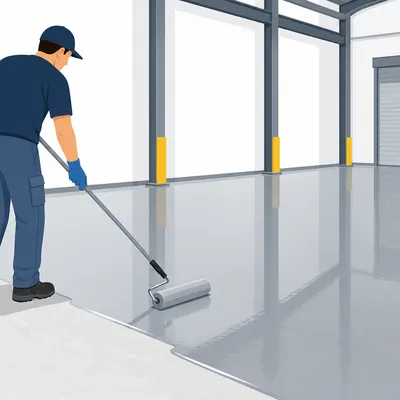 Commercial epoxy floor coating illustration for warehouse floor calculator