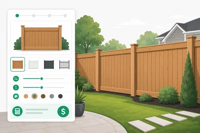 Wooden privacy fence installation illustration for fence cost calculator