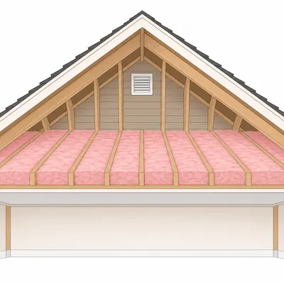 Attic fiberglass insulation illustration for insulation calculator