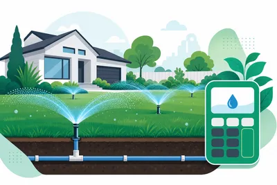 Lawn sprinkler system illustration for irrigation calculator