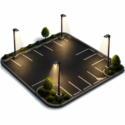 Parking lot LED light poles illustration for lighting retrofit calculator
