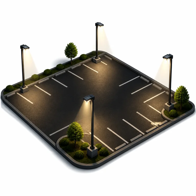 Parking lot LED light poles illustration for lighting retrofit calculator