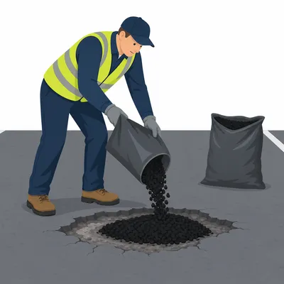 Asphalt pothole repair illustration for pothole patching calculator