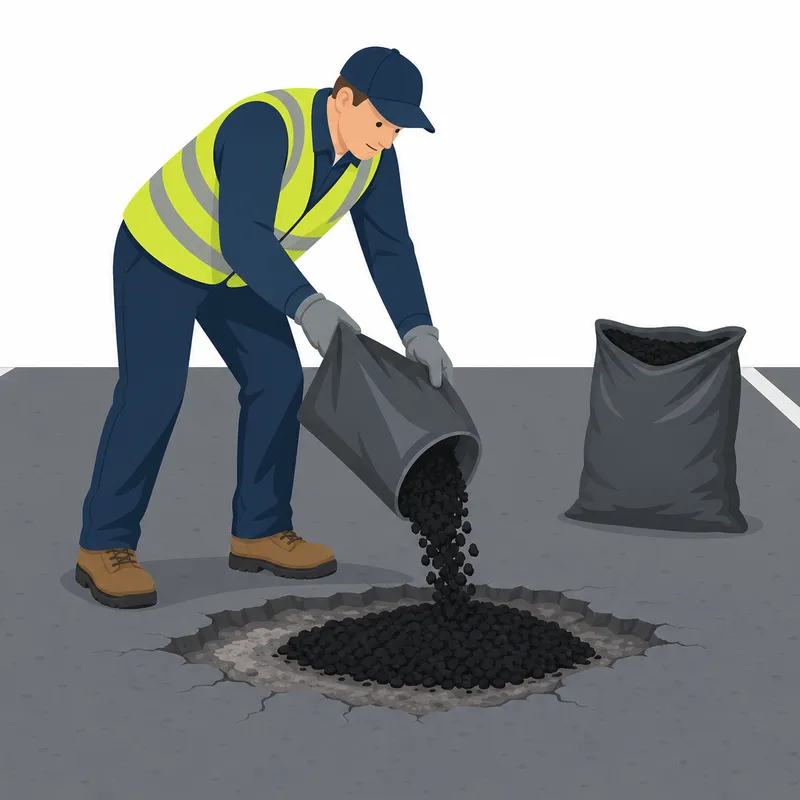 Asphalt pothole repair illustration for pothole patching calculator