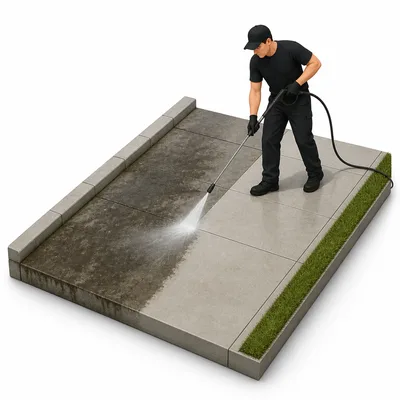 Commercial pressure washing concrete illustration for power washing cost calculator