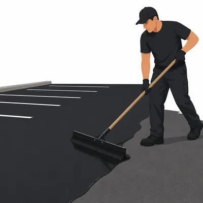 Parking lot sealcoating application illustration for sealcoating calculator