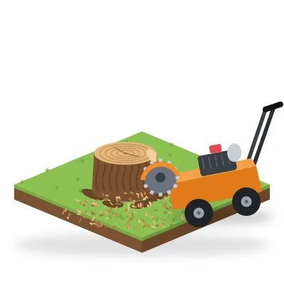 Stump grinder cutting a tree stump illustration for stump grinding cost calculator