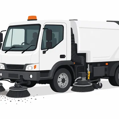 Street sweeper in parking lot illustration for sweeping cost calculator